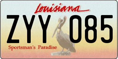 LA license plate ZYY085