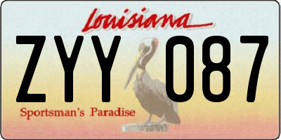 LA license plate ZYY087