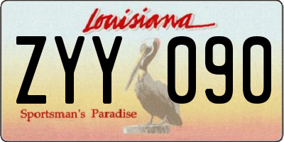 LA license plate ZYY090