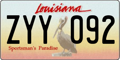 LA license plate ZYY092