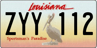 LA license plate ZYY112