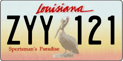 LA license plate ZYY121