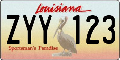 LA license plate ZYY123