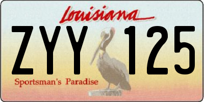 LA license plate ZYY125