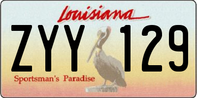 LA license plate ZYY129