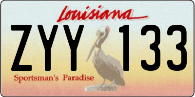 LA license plate ZYY133