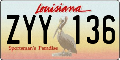 LA license plate ZYY136