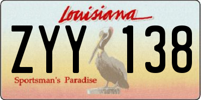 LA license plate ZYY138