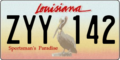 LA license plate ZYY142