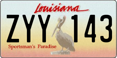 LA license plate ZYY143