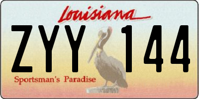 LA license plate ZYY144