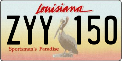 LA license plate ZYY150