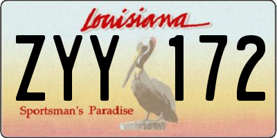 LA license plate ZYY172