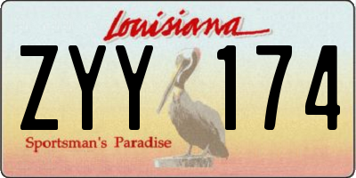 LA license plate ZYY174