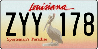 LA license plate ZYY178