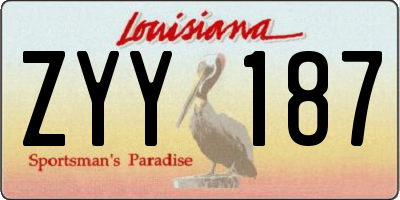 LA license plate ZYY187