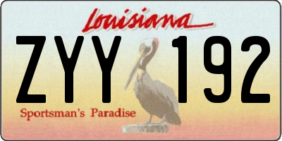 LA license plate ZYY192