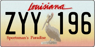 LA license plate ZYY196
