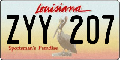 LA license plate ZYY207