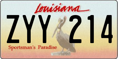 LA license plate ZYY214