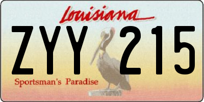 LA license plate ZYY215