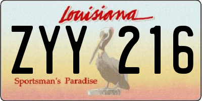 LA license plate ZYY216