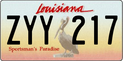 LA license plate ZYY217