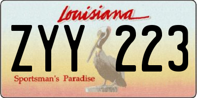 LA license plate ZYY223