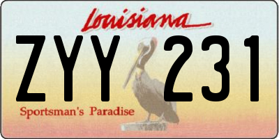 LA license plate ZYY231