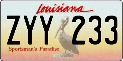 LA license plate ZYY233