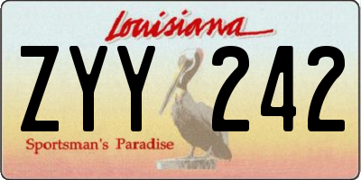 LA license plate ZYY242