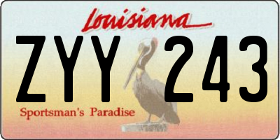 LA license plate ZYY243