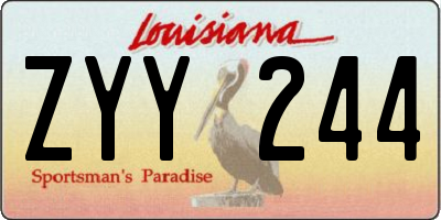 LA license plate ZYY244