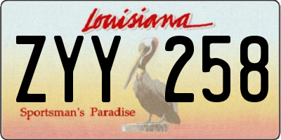 LA license plate ZYY258