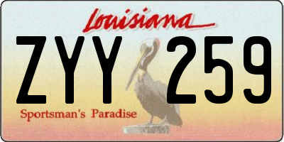 LA license plate ZYY259