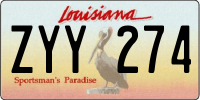 LA license plate ZYY274