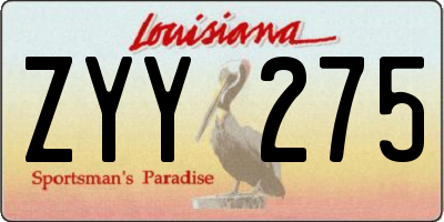 LA license plate ZYY275