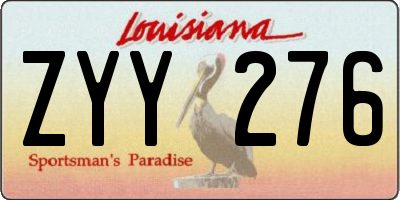 LA license plate ZYY276