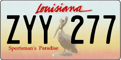 LA license plate ZYY277