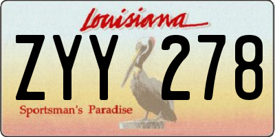 LA license plate ZYY278