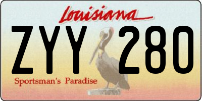 LA license plate ZYY280