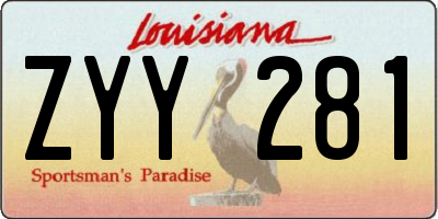 LA license plate ZYY281