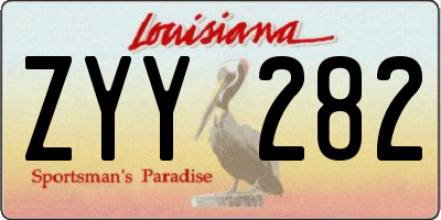 LA license plate ZYY282