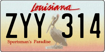 LA license plate ZYY314