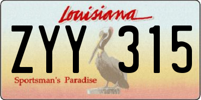 LA license plate ZYY315