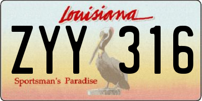LA license plate ZYY316