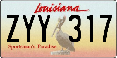 LA license plate ZYY317