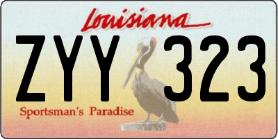 LA license plate ZYY323