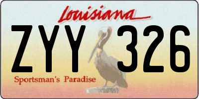 LA license plate ZYY326