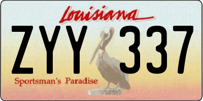 LA license plate ZYY337